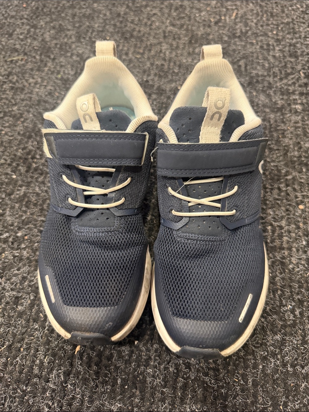 On Running Kids Navy and Cream Athletic Sneakers